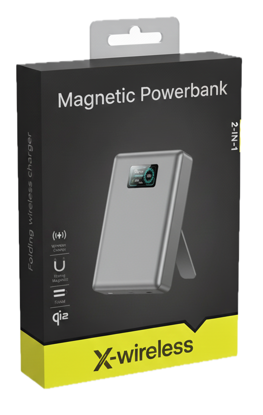 Slim Magnetic Powerbank with holder & TFT Display